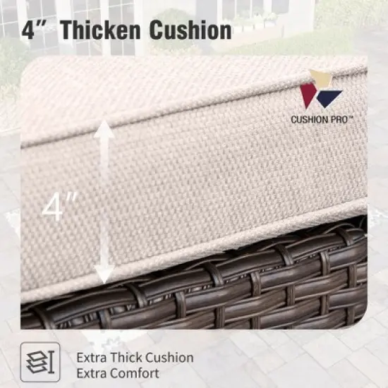 Captiva Designs 7pc Outdoor Wicker Rattan Patio Half-Moon Curved Sectional Sofa Set with Cushioned Ottoman image {10}