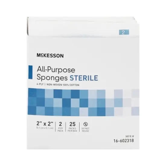 McKesson All Purpose Sponges 4-Ply, 2 in x 2 in, 2 Per Pack, 25 Packs, 50 Total image {2}