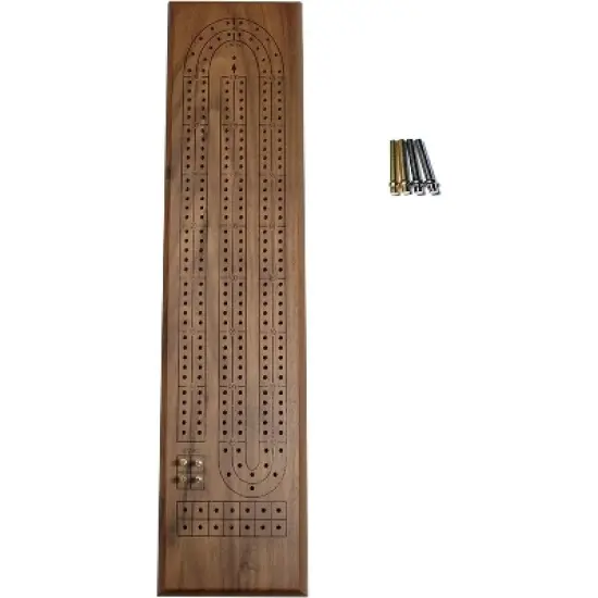 WE Games Classic Cribbage Set - Solid Wood Continuous 2 Track Board with Metal Pegs image {8}