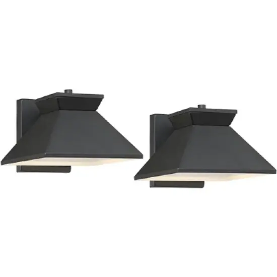 John Timberland Whatley Rustic Industrial Outdoor Wall Light Fixtures Set of 2 Black Metal LED 6 1/4" for Post Exterior Barn Deck House image {7}