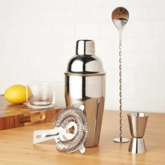 True Fortify Barware Set, Cobbler Shaker, Jigger, Muddler, Bar Spoon Stick, Hawthorne Strainer image {5}