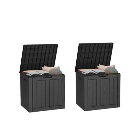 DSVIMOY Deck Boxes, 2-Piece 30 Gal Outdoor Storage Deck Box, Small Patio Storage Bin for Garden Tools image {5}