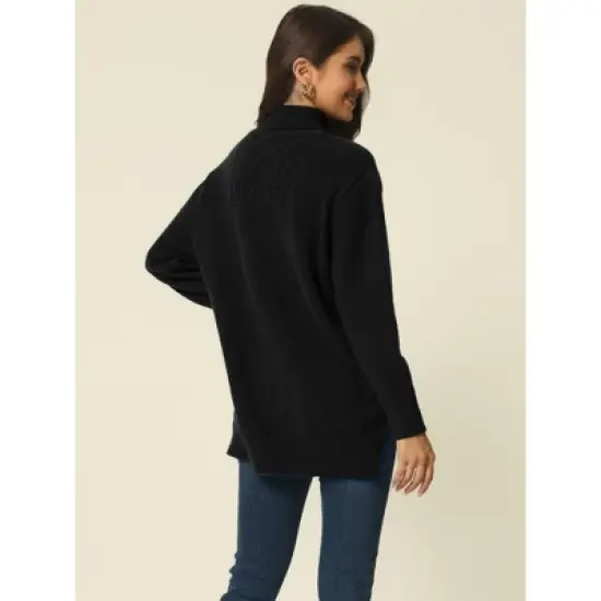 Seta T Women's Fall Winter Turtleneck Long Sleeve Spilt Hem Tunic Pullover Sweater image {3}