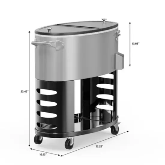 Karl Home 70QT Oval Freezer Patio Cooler Cart image {3}