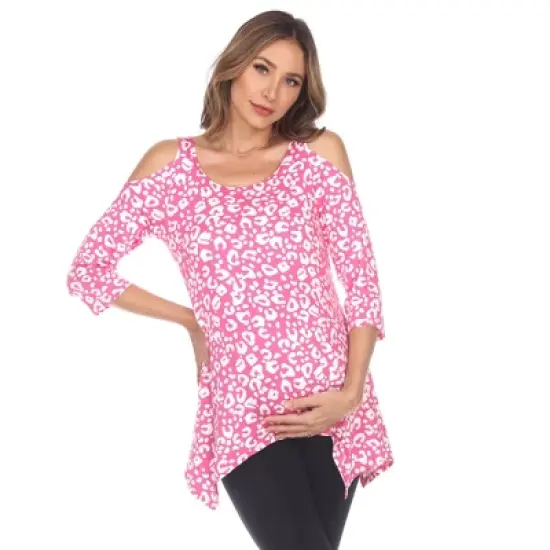 Maternity Leopard Cold Shoulder Tunic Top image {5}