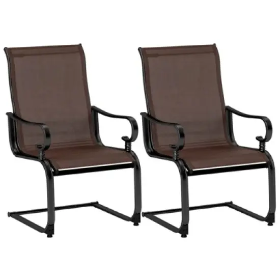 Costway Set of 2 Patio Chairs C-Spring Motion Chairs with Quick-drying & Breathable Fabric image {9}