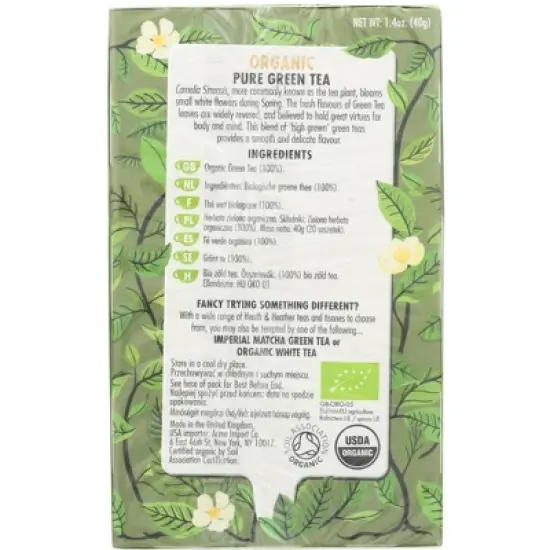 Heath & Heather Pure Green Tea - Case of 6/20 Bags image {2}