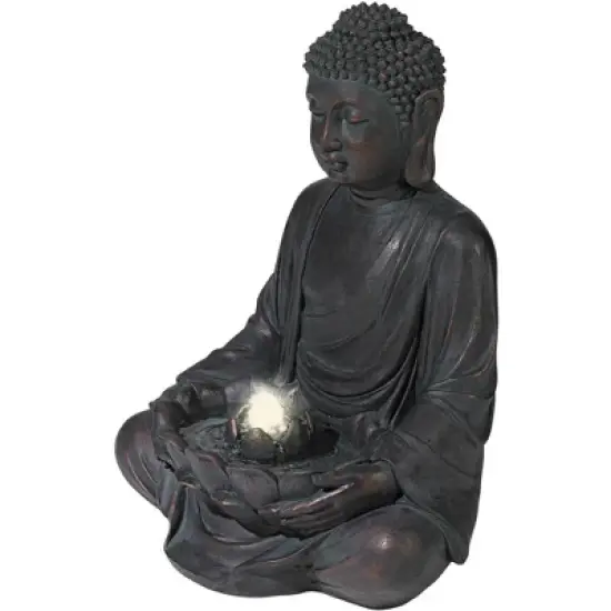 John Timberland Meditating Buddha Zen Bubbler Outdoor Water Fountain with LED Light 24" for Yard Garden Patio Home Deck Porch House Meditation Decor image {4}