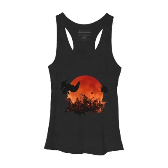 Women's Design By Humans Spooky Halloween Blood Moon Eclipse Ghostly Birds By KateLCardsNMore Racerback Tank Top image {5}