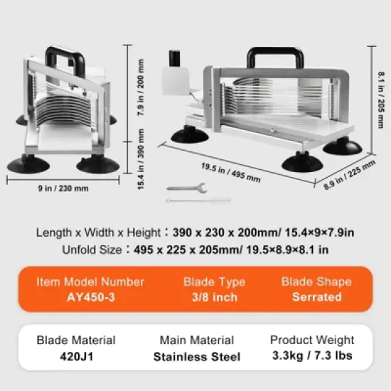 VEVOR Commercial Tomato Slicer, 3/8 inch Tomato Cutter Slicer, Stainless Steel Heavy Duty Tomato Slicer Machine, Manual Tomato Slicer image {7}