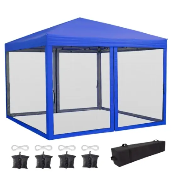 Pop Up Canopy Tent 10 ft. x 10 ft. Mosquito Netting & Wheeled Bag, One Push Setup, 3 Height Sun Shelter image {8}