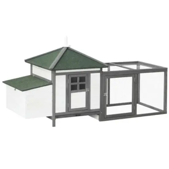 Resenkos Rabbit Hutch, Duck Cage Hutch,Chicken Coop,77" Wooden Chicken Coop with Nesting Box, Outdoor Hen House with Removable Tray, Ramp Run, Gray image {11}
