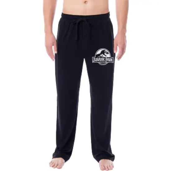 Jurassic Park Mens' Movie Film Park Logo Icon Sleep Pajama Pants Black image {4}