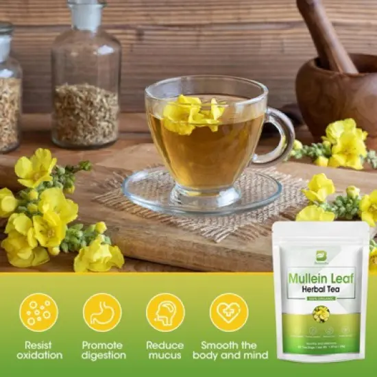 B Beworth Mullein Leaf Tea for Lungs Cleanse and Respiratory Support, Caffeine Free, 42 Tea Bags image {5}