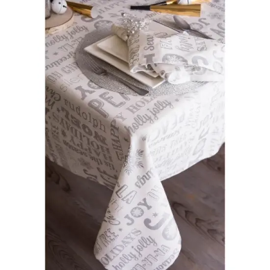 Design Imports  Christmas Printed Tablecloth, Silver Collage, 60X84" image {1}