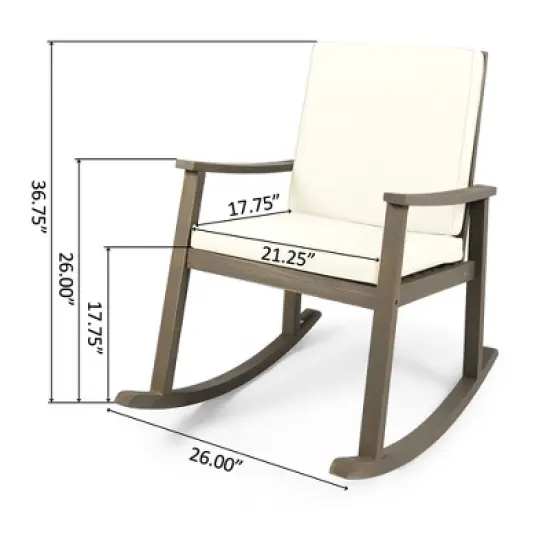 Christopher Knight Home Murad Modern Patio Acacia Wood Rocking Chair with Cushions image {2}