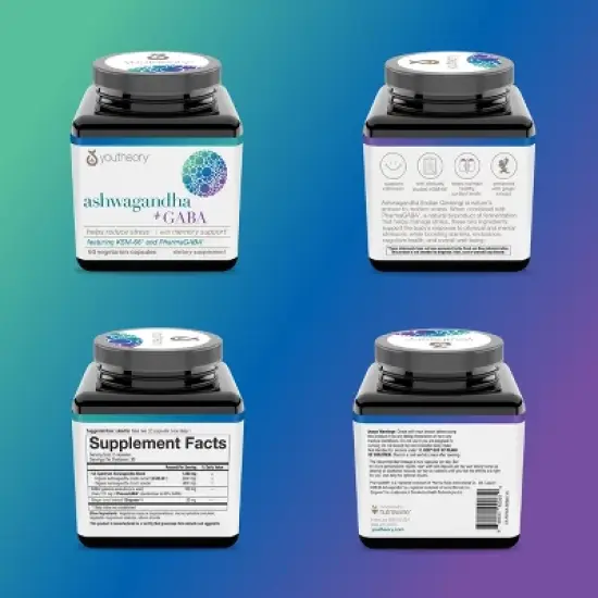 Youtheory Ashwagandha+GABA, 60 Vegetarian Capsules image {5}