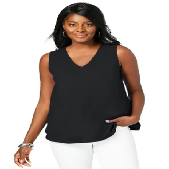 Jessica London Women&rsquo;s Plus Size Stretch Cotton V-Neck Tank image {3}