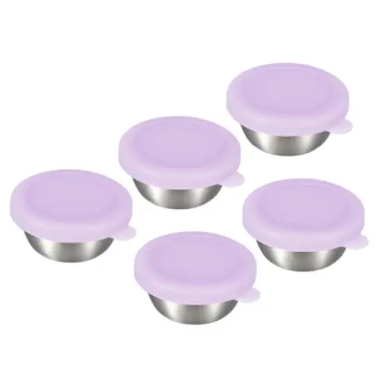 Unique Bargains Stainless Steel Condiment Container with Leakproof Silicone Lids 5 Pcs image {5}