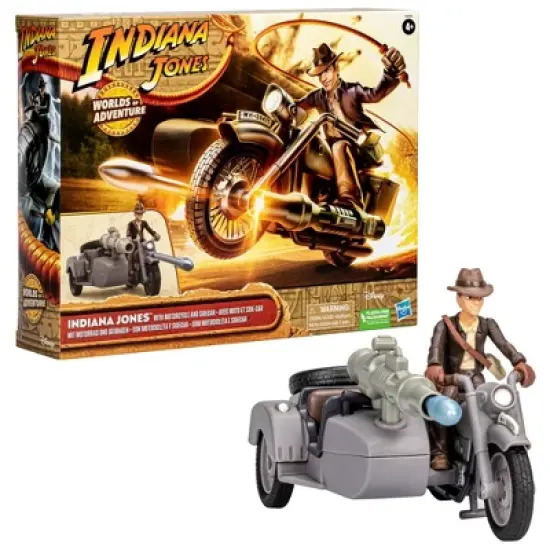 Hasbro Indiana Jones Worlds of Adventure Action Figure with Motorcycle and Sidecar image {2}