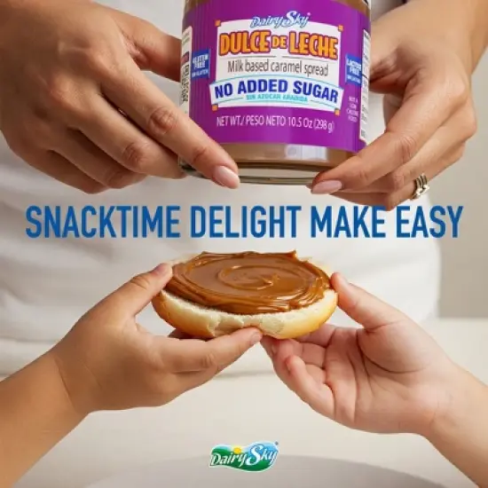 DairySky Dulce de Leche - No Added Sugar | Milk Caramel Spread | 10.5 oz (298g) | 2 Pack image {3}