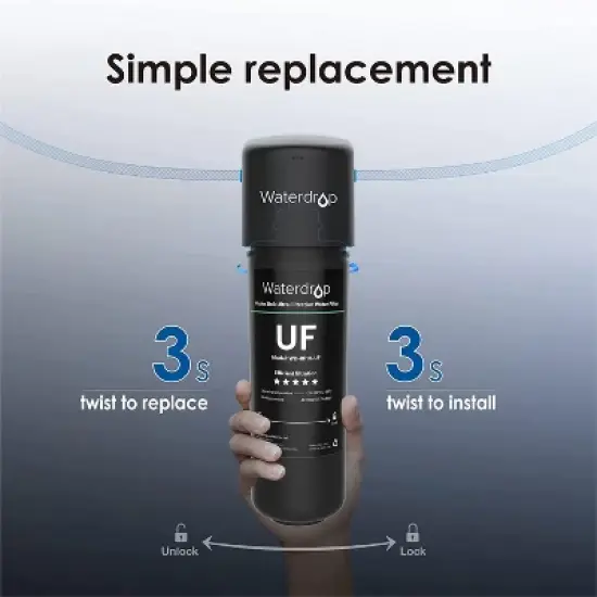 Waterdrop RF10-UF 0.01 Micron Replacement Filter Cartridge For 10UA/10UA-UF/10UB/10UB-UF Under Sink Water Filter image {6}