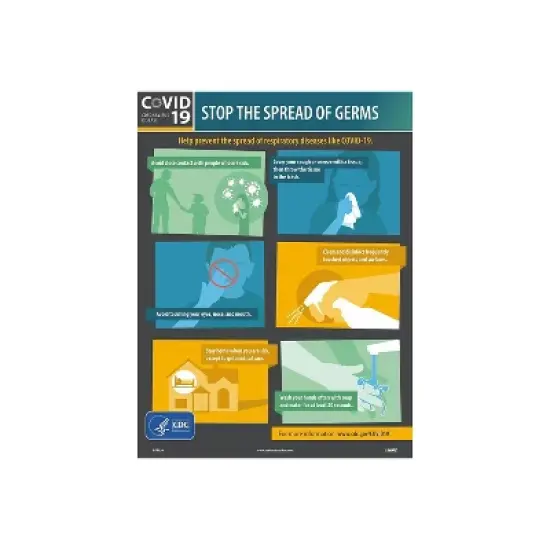 National Marker Poster "COVID 19 Stop the Spread of Germs " 24" x 18" Multicolor (PST139) image {1}