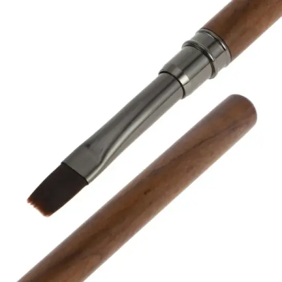 Unique Bargains Large Flat Mouth Nail Painting Brushes for Polish Painting Home DIY Brown 1 Pc image {4}