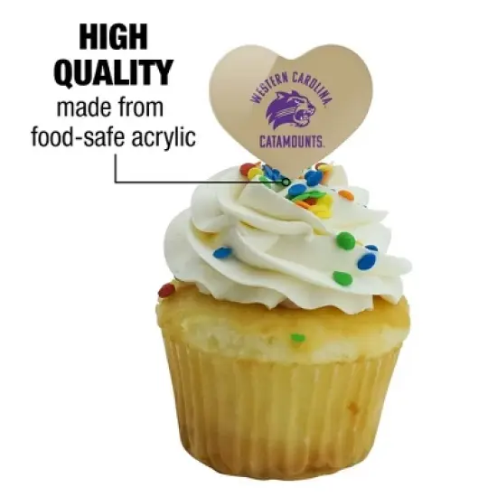 Western Carolina Catamounts Heart Love Cupcake Picks Toppers Decoration Set of 6 image {2}