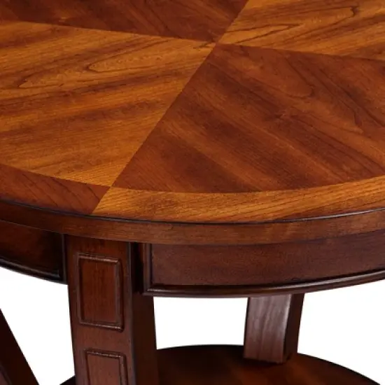 Elm Lane Farmhouse Rustic Cherry Wood Round Accent Side End Table 26" Wide Natural Curving Legs Living Room Home House Entryway image {3}