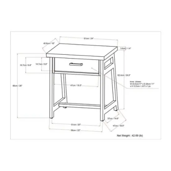 Hawkins Metal/Wood Bedside Nightstand Walnut - WyndenHall image {8}