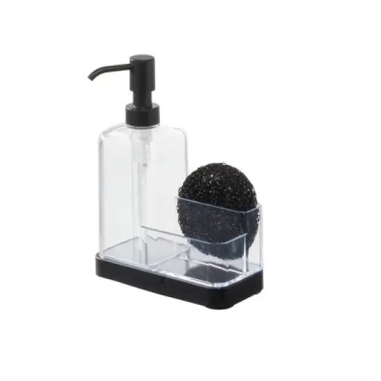 iDESIGN Forma Plastic Soap & Sponge Sink Organizer Caddy Clear/Matte Black: Stainless Steel, Hand Wash, Kitchen Storage image {1}