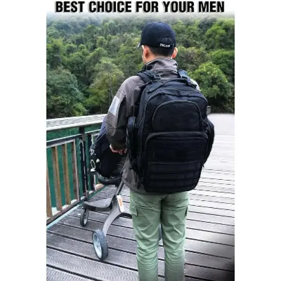 Itopfox Large Diaper Backpack for Men with Changing Mat, Insulated Pockets, Wipe Pocket, Stroller Straps, Black image {5}