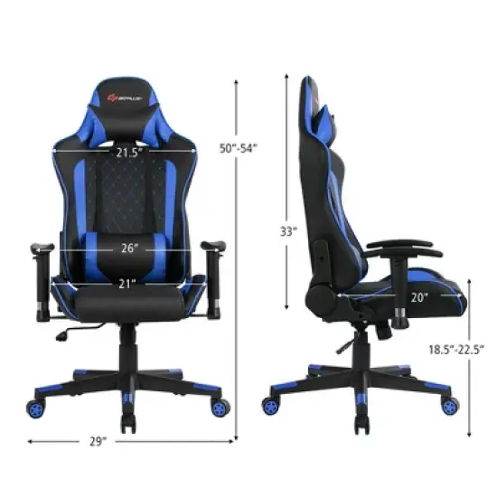 Costway  Gaming Chair Reclining Racing Chair w/Lumbar Support and Headrest White image {1}