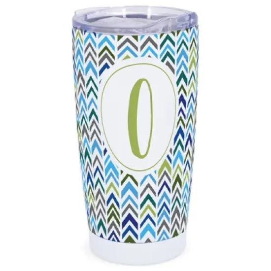 Elanze Designs O Monogram Herringbone Arrows Wrap-Around Design 20 Ounce Stainless Steel On-The-Go Coffee Mug, Thermal Travel Tumbler with Leak image {5}