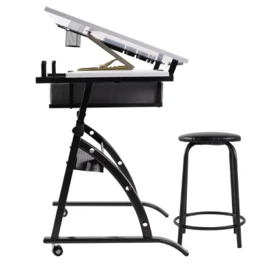 Core Drawing Table and Stool Set Charcoal Black/White - studio designs image {3}