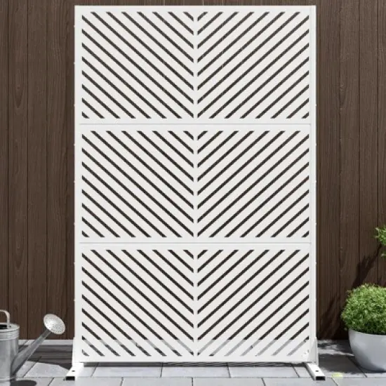 47-inches W x 72-inches H White Galvanized Sheet Screen Outdoor and lndoor Divider for Balcony Patio Garden Room Divider ( Parallel 01) image {6}