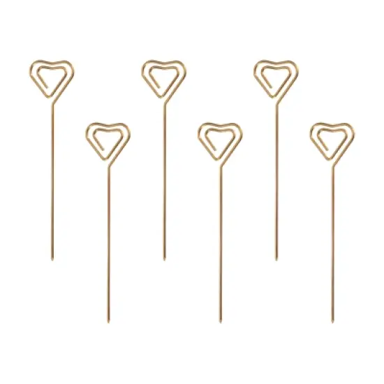 Unique Bargains Stainless Steel Reusable Drink Appetizer Heart Shape Head Cocktail Picks 5" 6 Pcs image {7}
