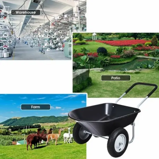 Costway 2 Tire Wheelbarrow Cart Heavy-duty Dolly Utility Cart Black image {5}