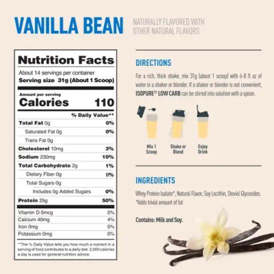 Isopure Low Carb Tahitian 1lb - Vanilla: Whey Protein Isolate, 25g Protein image {4}