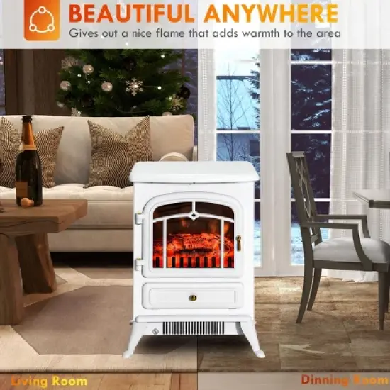 SEVOBAL Fireplace Insert Heater Mantel 3D Flame Fireplace Stove Bottom Air Outlet Fire Place Panoramic Fire Place Heater, White, 17.75"*13.25"*22.25" image {3}