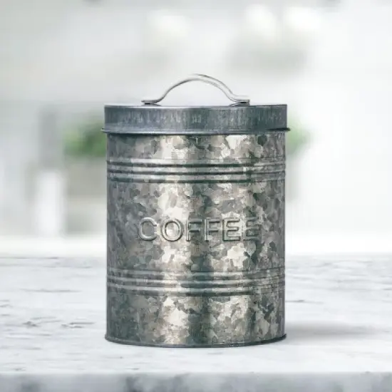 Amici Home Rustic Kitchen Collection Galvanized Metal Storage Canister, Food Safe, 76-ounces image {3}
