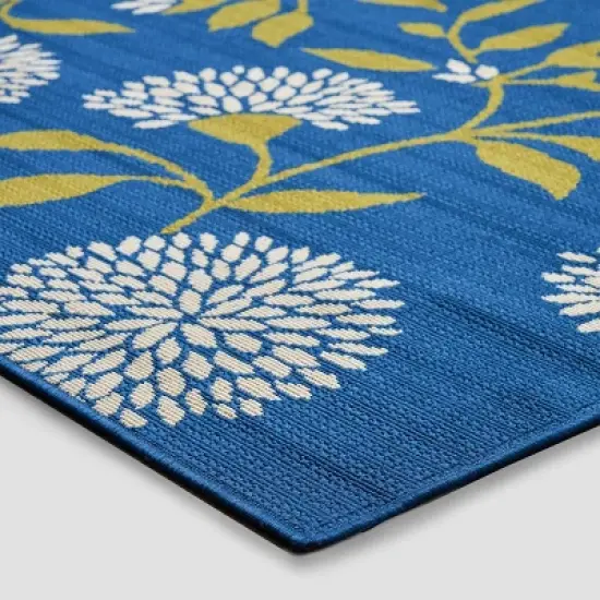 Viola Floral Outdoor Rug Blue/Green - Christopher Knight Home image {1}