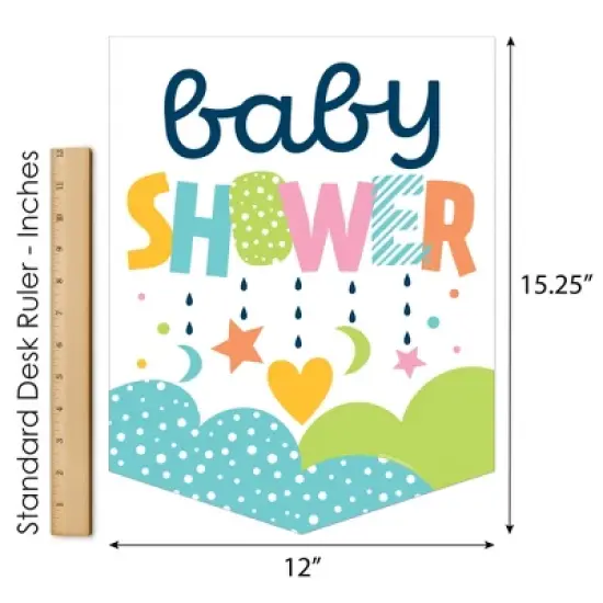 Big Dot of Happiness Colorful Baby Shower - Outdoor Home Decorations - Double-Sided Gender Neutral Party Garden Flag - 12 x 15.25 inches image {4}