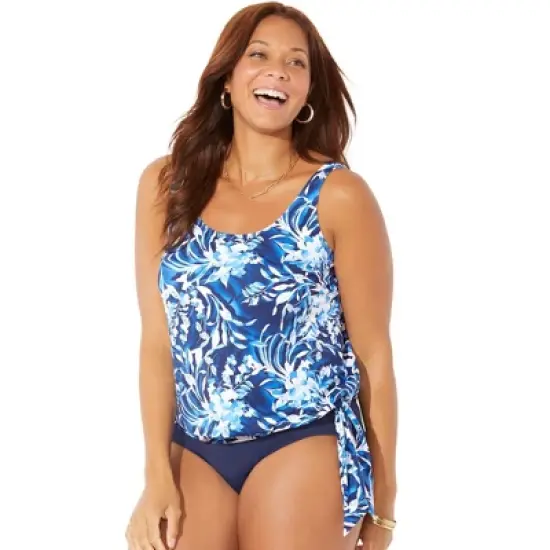 Swimsuits for All Women&rsquo;s Plus Size Side Tie Blouson Tankini Top image {9}