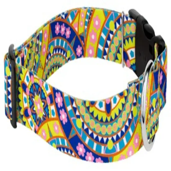 Country Brook Petz 1 1/2 Inch Deluxe Yellow Boho Mandala Dog Collar image {4}