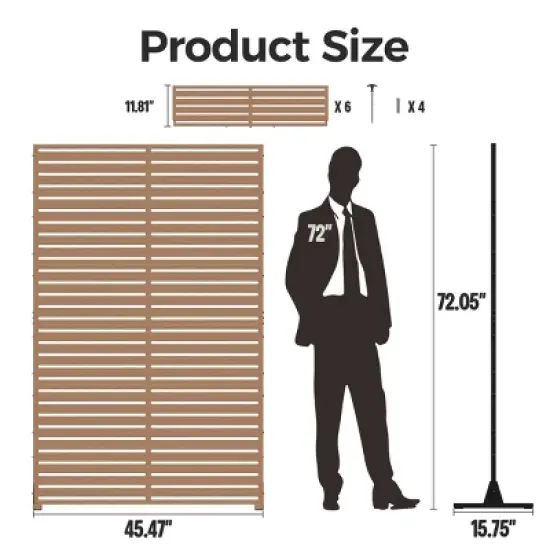 SEVOBAL Patio Decorative Screens 6 Piece Plastic Patio Screen with Venetian Flower Design for Yard, Garden, Indoor Spaces, Brown, 45.47"15.75"72.05" image {1}