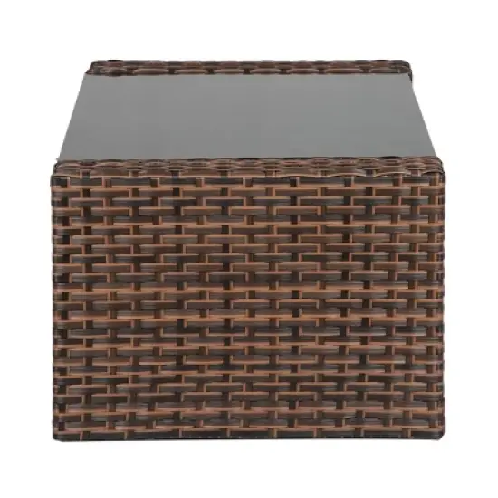 WestinTrends 4 Piece Outdoor Wicker Rattan Conversation Sofa set with Coffee table image {4}