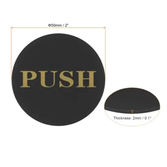Unique Bargains Round Acrylic Self-Adhesive Decor Business Push Pull Door Sign 2 Pcs image {1}