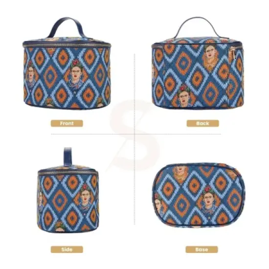 Signare USA Frida Kahlo Icon Blue Toiletry Vanity Bag image {1}